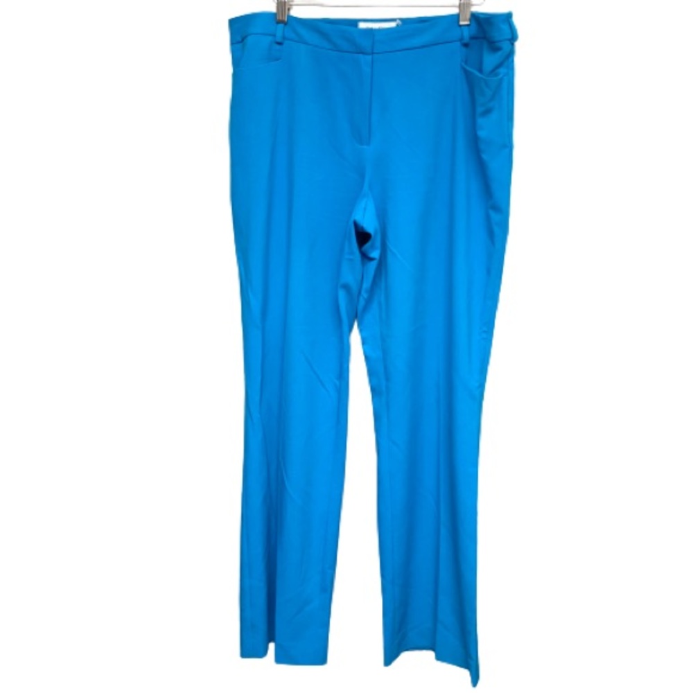 Calvin Klein Women's Modern Fit Slacks Pants Teal Blue Straight Leg Size 12